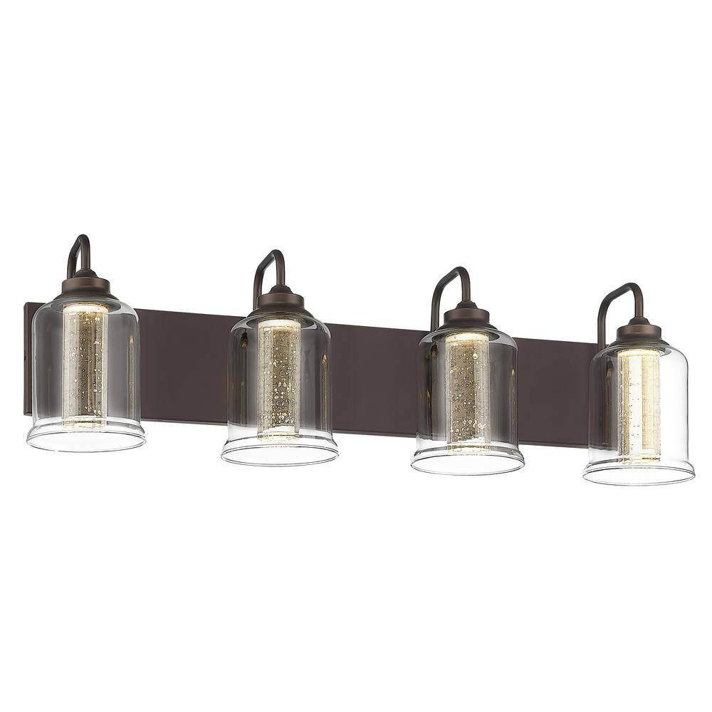 28 in. 4-Light 20-Watt LED Vanity Light with Crystal Bubble Oil Rubbed Bronze LED Vanity Light price history on PriceWatchPro