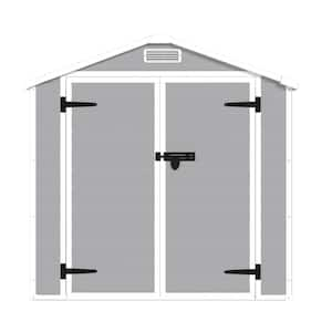 6 ft. W x 4.4 ft. D Outdoor plastic storage Shed with Windows, for Garden, Backyard, Coverage Area 26 sq. ft. Grey