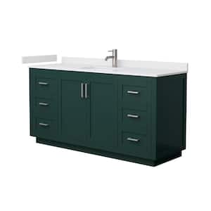Miranda 66 in. W x 22 in. D x 33.75 in. H Single Bath Vanity in Green with White Cultured Marble Top