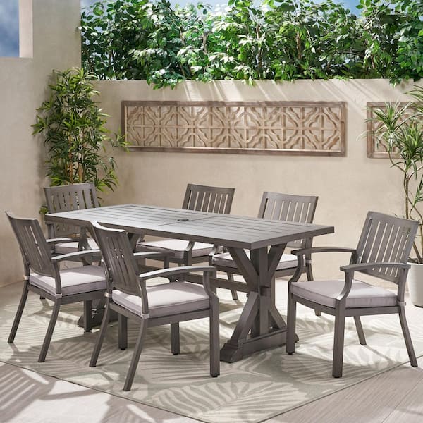 dark grey outdoor dining table