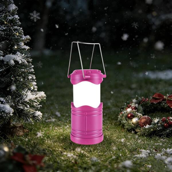Pink Battery Powered Portable Collapsible Hanging Night Light Bulb