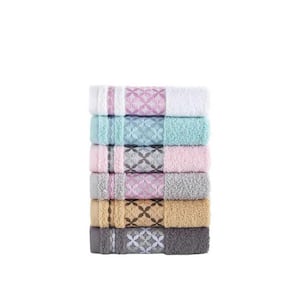 KAFTHAN Textile Multicolor Plaid Turkish Cotton Washcloths (Set of 6)