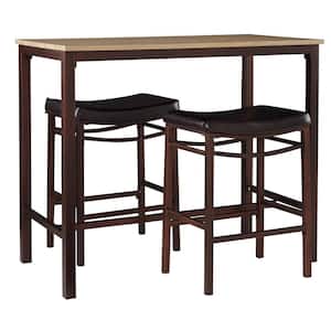 Betty Three Piece Pub Set with Brown Metal Base and Rustic Blonde Top