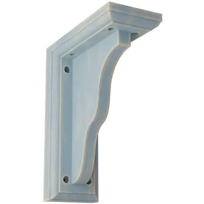 3-1/2 in. x 9 in. x 7 in. Driftwood Blue Hamilton Traditional Wood Vintage Decor Bracket