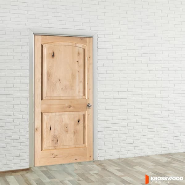 Rustic Knotty Alder 2-Panel Top Rail Arch Solid Wood Core Stainable Interior Door Slab