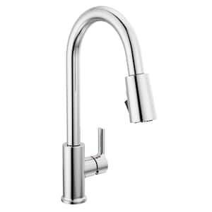 Flute Single Handle Pull Down Sprayer Kitchen Faucet with 1.0 GPM in Chrome