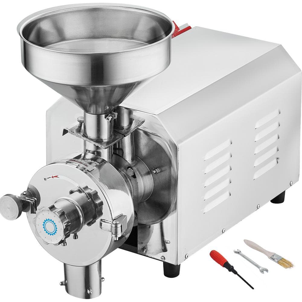 Soybean Grinder Commercial Grinding Machine, 3000 W Corn Mill, 220 lbs. /H, Stainless Steel, for Spices, Pepper, Peanut