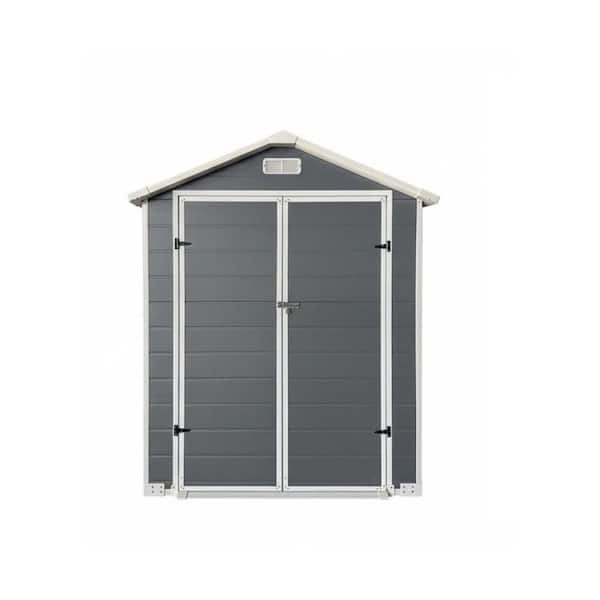 6 ft. W x 4 ft. D Gray Resin Shed with Floor and Lockable Door (24 sq. ft. )
