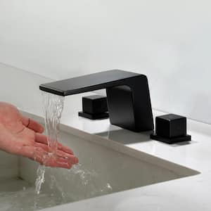 8 in. Widespread 2-Handle Bathroom Faucet and Waterfall Spout in Black