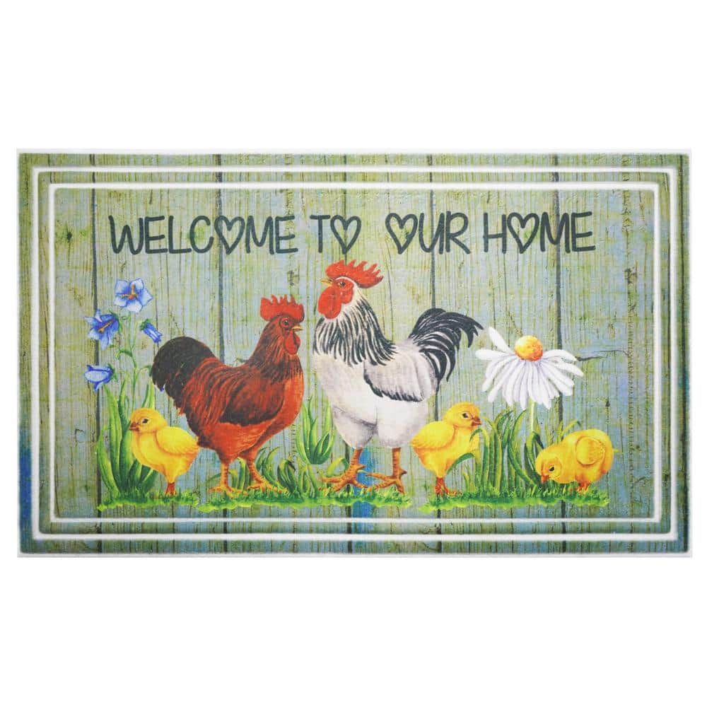 Chicken Greeting Multi-Colored 18 in. x 30 in. Indoor/Outdoor Doormat price history on PriceWatchPro