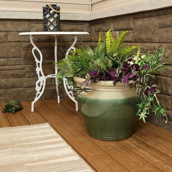 Sunnydaze Studio 18 in. Seafoam Ceramic Indoor/Outdoor