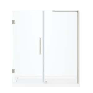 Tampa-Pro 60 in. L x 36 in. W x 75 in. H Alcove Shower Kit w/ Pivot Frameless Shower Door in Satin Nickel and Shower Pan