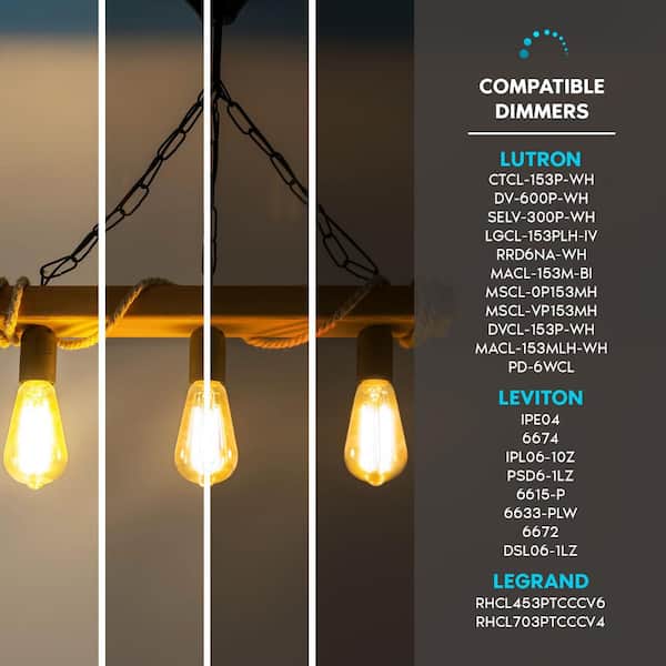 LUXRITE 75W Equivalent ST19 ST58 Dimmable Edison LED Light Bulbs 8