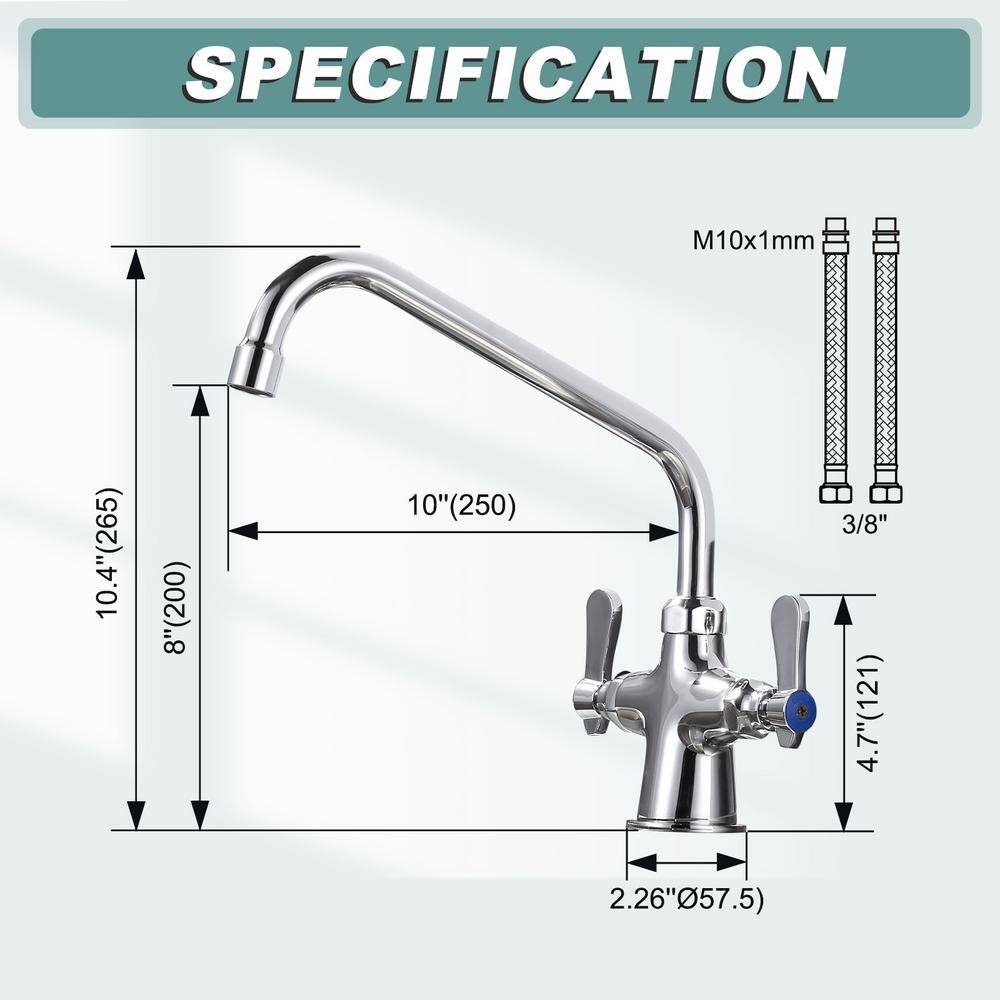Polished Chrome Double Handle High-Arc Kitchen Faucet