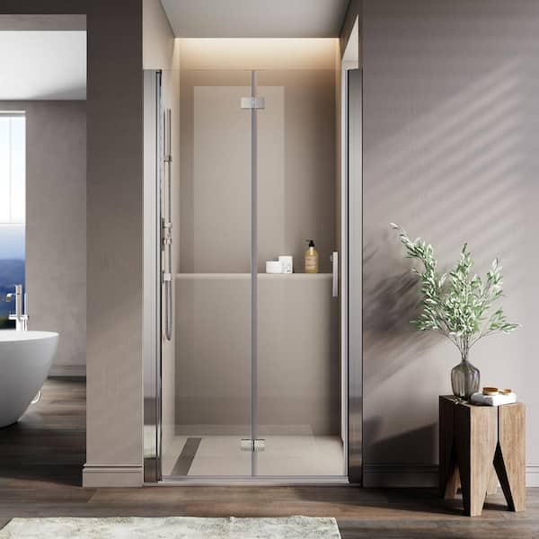Unbranded 30 in. W x 72 in. H Bi-Fold Glass Shower Door with 1/4 in. Tempered Clear Glass in Chrome Finish