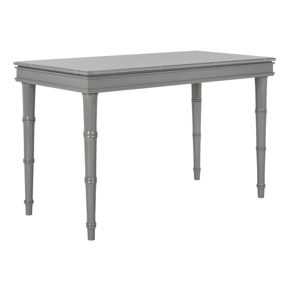 Transitional Gray Home Office Desk with Bamboo-Inspired Frame