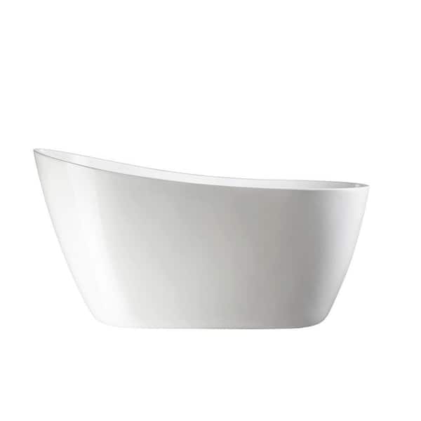 Vanity Art Limoges 55 in. Acrylic Flatbottom Bathtub in White/Polished Chrome