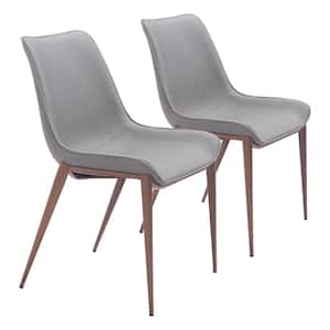 Magnus Slate Gray and Walnut Faux Leather Dining Chair - (Set of 2)