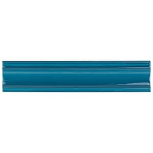 Newport Teal 1.97 in. x 9.84 in. Polished Ceramic Wall Chair Rail Tile