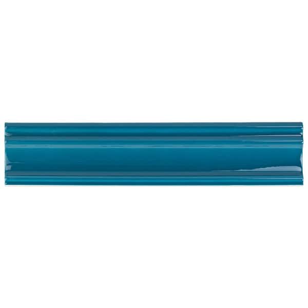 Ivy Hill Tile Newport Teal 1.97 in. x 9.84 in. Polished Ceramic Wall Chair Rail Tile