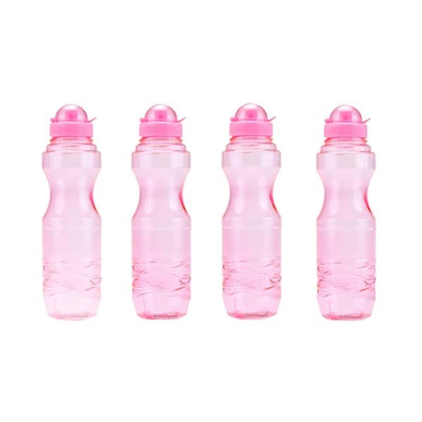 ORE International H80 34 oz. BPA Free Sports Water Bottle in Pink, 4-Piece Family Pack