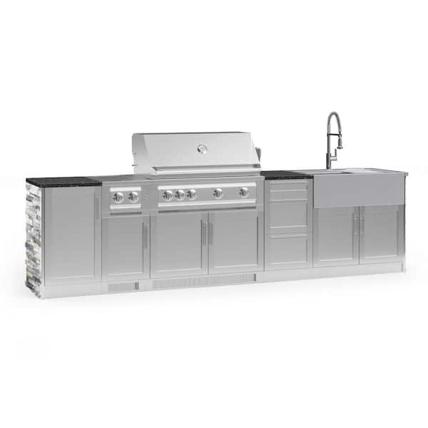 NewAge Products Signature Series 131.16 in. x 25.5 in. x 58.64 in. 10-Piece Outdoor Kitchen Cabinet Set with Natural Gas 40 in. Grill