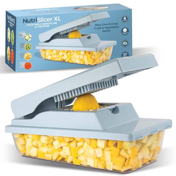 Nutri Slicer XL 4-in-1 Portable Easy Storage Handheld Kitchen Slicer with Storage Container in Pastel Blue