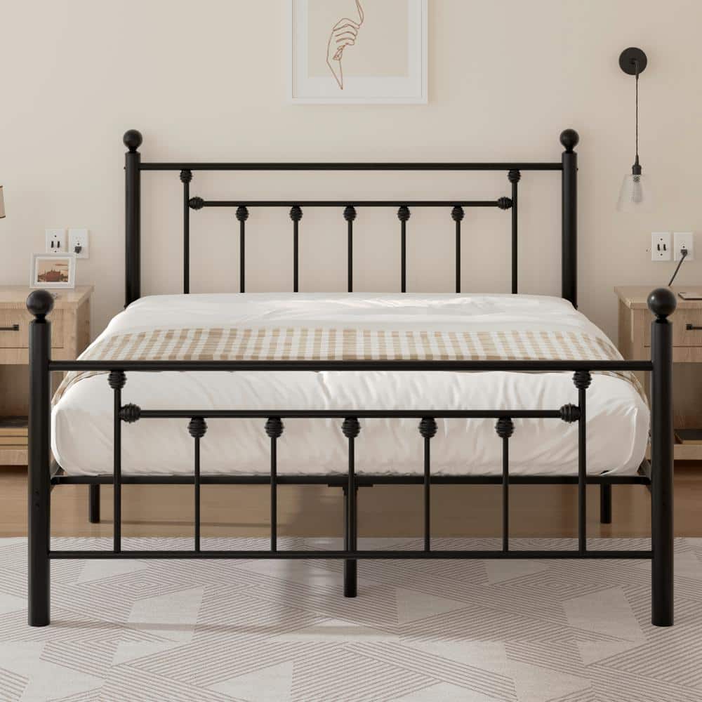 VECELO Queen Bed Frames No Box Spring Needed, Heavy Duty Metal Platform  with Steel Slat, Easy Assembly, 60 in. W, Black, 9 Legs KHD-LT-Q04 - The  Home Depot