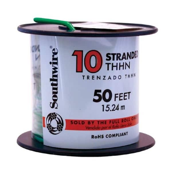 Southwire 50 ft. 10 Green Stranded CU THHN Wire
