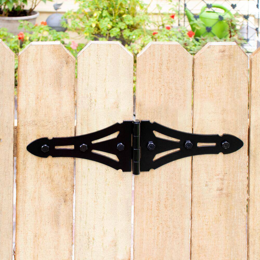 Heavy-Duty Black Double Strap Hinge for Wood Gates