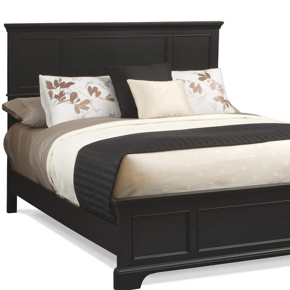 Ebony Queen Wood Headboard with Raised Panels