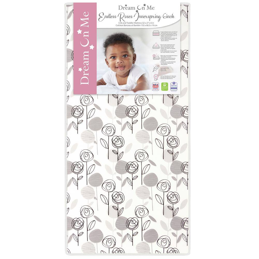 Endless Roses Grey and Black Crib and Toddler Mattress