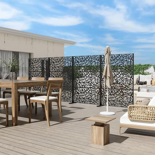 ●BLACK MENAGERIE Lumioca 1-Piece 46.8 in. W x 71.37 in. H Black Metal Outdoor