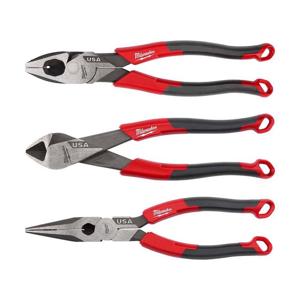 Milwaukee Linesman Plier Grip with 8 in. Long Nose Plier Grip and 8 in