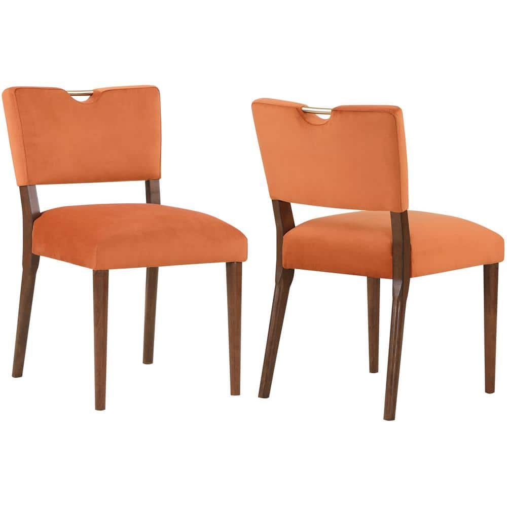 Bonito Burnt Orange Velvet Upholstered Dining Chair Set of 2