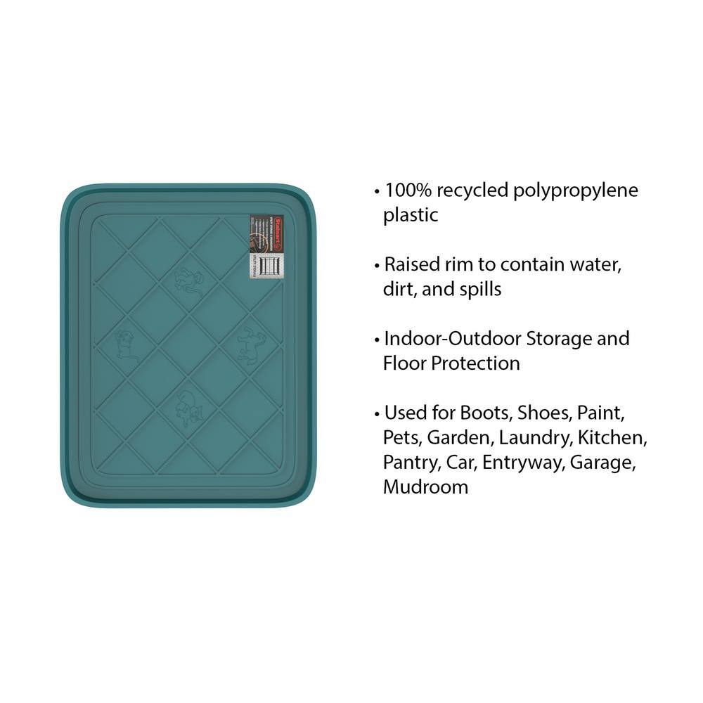 Teal Small Water Resistant Plastic Boot Tray for Entryway