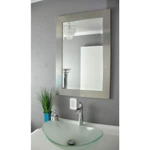 Medium Rectangle Silver Beveled Glass Modern Mirror (35.5 in. H x 29.5 in. W)