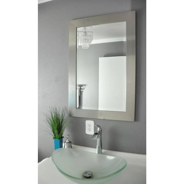 Unbranded Medium Rectangle Silver Beveled Glass Modern Mirror (35.5 in. H x 29.5 in. W)