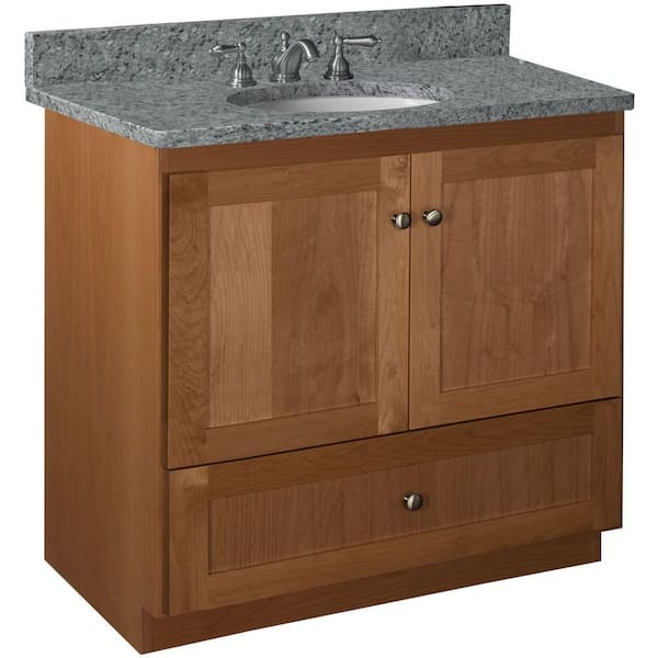 Simplicity by Strasser Shaker 36 in. W x 21 in. D x 34.5 in. H Bath Vanity Cabinet without Top in Medium Alder