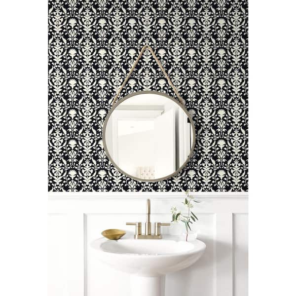 Peacefulness Noir Toile Vinyl Peel and Stick Wallpaper Roll (Covers 30.75 sq. ft.)
