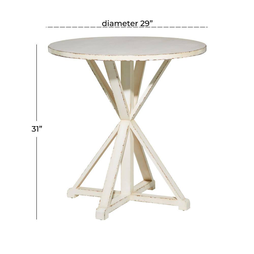 Elegant Farmhouse White Wood Round Accent Table 29" x 31"