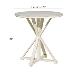 29 in. White Extra Large Round Wood End Accent Table