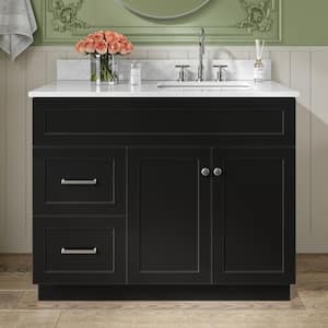 Hamlet 43 in. W x 22 in. D x 35.25 in. H Bath Vanity in Black with Carrara Marble Vanity Top