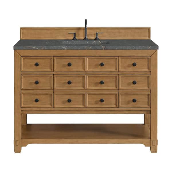 Malibu 48.0 in. Single Bath Vanity in Amber Birch with Parisien Bleu Wireless Charging Silestone Quartz Top