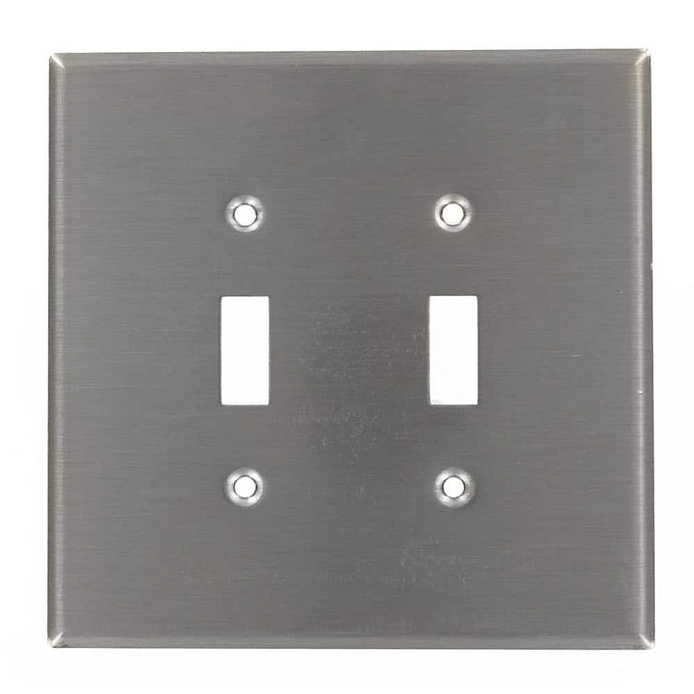 Oversized Stainless Steel 2-Gang 2-Toggle Wall Plate