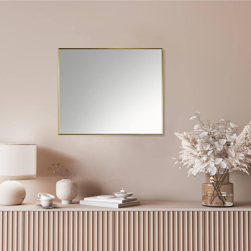 Elegant Rectangular 36" Brushed Gold Aluminum Vanity Mirror