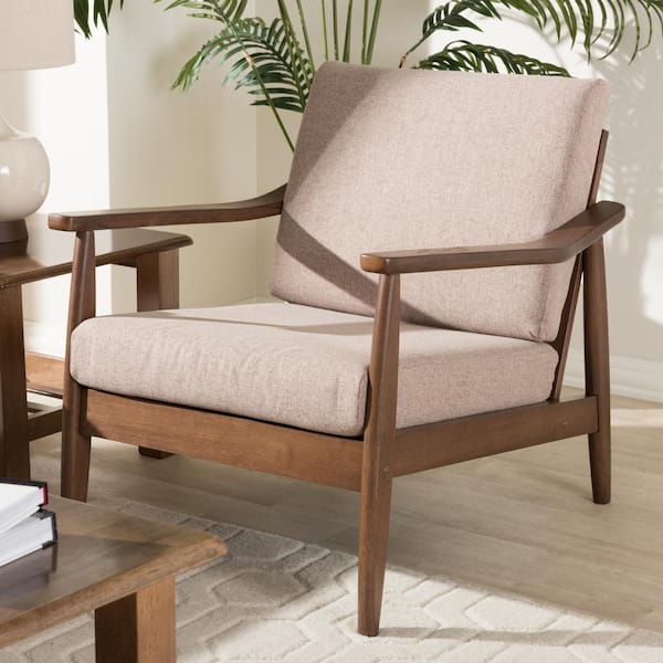 Venza 28 in. Light Brown/"Walnut" Brown Fabric Arm Chair
