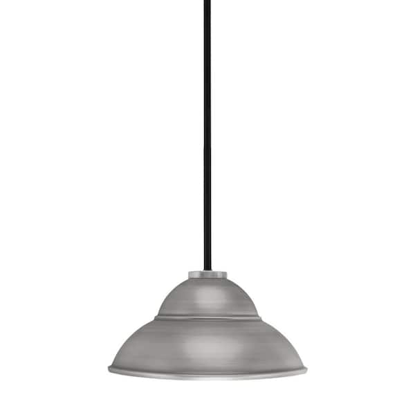 Unbranded Elonia 100-Watt 1 Light Matte Black & Graphite Stem Mini Pendant Light with 13 in. Graphite Double Bubble Metal Shade
