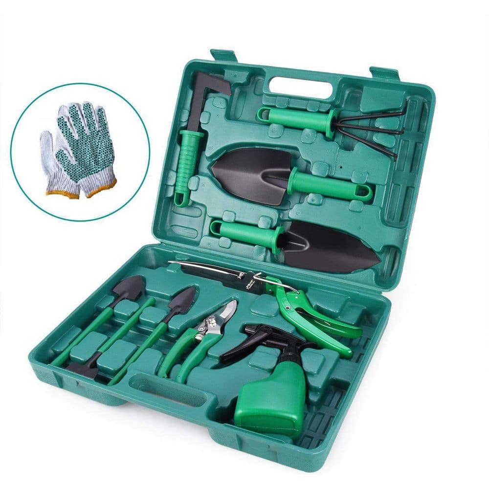 10-Piece Garden Tool Kit, Garden Tool Set (Green)