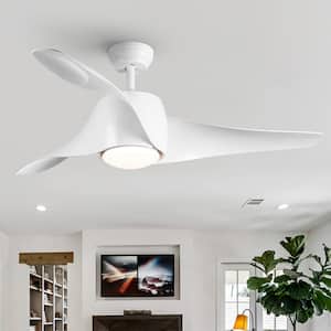 52 in. Indoor Vintage White Ceiling Fan with Integrated LED Light and DC Motor